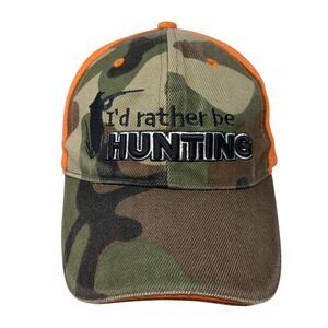 I'd Rather Be Hunting Strapback Hat Camouflage 58cm Adjustable Embroidered CTS